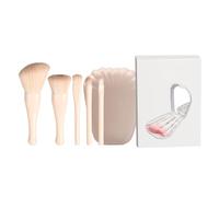 Makeup Brush Set, Retractable Cosmetic Applicator, Portable Mirror Case, Soft Nylon Bristles, Professional & Travel-Friendly, Home & Salon Use, 4.53x3.54x2.56 Inches
