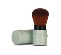 MAKEUP BRUSH SET SOFT NYLON HAIR PORTABLE STRETCHABLE HANDLE PINK BLUE GREEN BEIGE 8.5 * 3cm 35g SUITABLE FOR BOTH PROFESSIONAL AND HOME USE (Green)