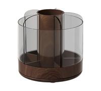 Makeup Brush Storage - 6 Slot 360 Rotating Acrylic, Clear Holder Container, Women Cosmetic Support, Space Saving Function, Top Performance Vanity Category, White Big Size For Bedroom Bathroom Desk