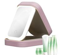 Makeup Case - Portable Makeup Bag, Led Makeup Holder | Dustproof Smooth Storage Box, Makeup Storage Case with, Cosmetic Travel Case for Daily Use, Beige, Pink, Green, 16,5 x 11,5 x 6 cm, Powder,