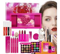 Makeup Kit, Beginners Eye Lips, Long Lasting Cosmetics, Daily Lipstick Eyeshadow Combo, Travel Friendly Makeup Gift Set for Business, Dating, and Photography, Pink