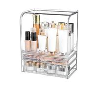 Makeup Organizer with Lid, Cosmetic Display Cases, Makeup Storage Box, Portable Vanity Cosmetics Organizer, with Drawers for, Makeup Organizer Box, Space-Saving, Stylish Design