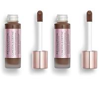 Makeup Revolution, Base de maquillaje Conceal & Define, F16, 23ml (Paquete de 2)