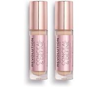 Makeup Revolution, Corrector Conceal & Define, C3, 4ml (Paquete de 2)