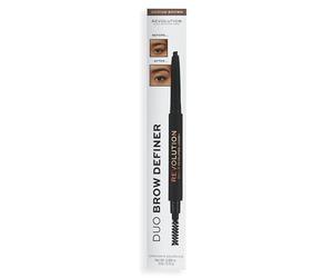 Makeup Revolution Duo Brow Definer Pencil, Añade Definición, Incluye Cepillo, Marrón Medio