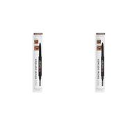 Makeup Revolution Duo Brow Definer Pencil, Añade Definición, Incluye Cepillo, Marrón Medio (Paquete de 2)
