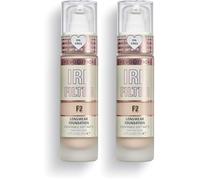 Makeup Revolution, IRL Filter, Fondotinta Longwear, Copertura da media a totale, Finitura opaca, Durata 16 ore, F2, Toni della pelle da chiari a medio chiari, 23ml (Paquete de 2)