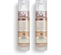 Makeup Revolution, IRL Filter, Fondotinta Longwear, Copertura da media a totale, Finitura opaca, Durata 16 ore, F8, Toni della pelle da medi a scuri, 23ml (Paquete de 2)