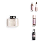 Makeup Revolution, Perfect Base Face Bundle, Conceal & Define C17 / F17 Concealer & Foundation, Translucent Loose Baking Powder and Glow Fixing Spray