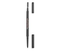 Makeup Revolution, Precise Brow Pencil, Lápiz de cejas de doble punta y pincel en espiral, punta fina, marrón oscuro, 9g
