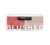MakeUp Revolution Relove Blushed Duo Blush & Highlighter - Paleta mate y brillante, color beige, rosa, gris arena