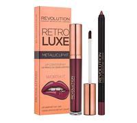 Makeup revolution retro luxe, set de labial líquido metálico y delin