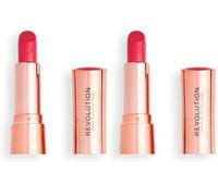 MAKEUP REVOLUTION Satin Kiss Lipstick Cutie Rich and Creamy Lipstick Formula with Velvet Finish (Paquete de 2)