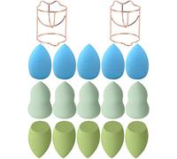 Makeup Sponge 15 Pcs Beauty Blender Sponge Foundation Blending Sponge with 2 Pcs Makeup Blender Holders Stands, Flawless for Liquid & Creams & Powers