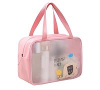Makeup Storage Bag Matte Semi Transparent Toiletry Bag Cartoon Pattern Handheld Large Capacity Waterproof Swimming Makeup Bag Travel (Pink)
