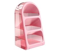 Makeup Storage Rack, Vanity Storage Rack, Rotating Brush Rack, Makeup Organizer Rack, Multi-Purpose 3 Tier Skincare Rotating Makeup Brush Storage Rack for Vanity and School Supplies, rosa, Se référer