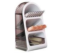 Makeup Storage Rack, Vanity Storage Rack, Rotating Brush Rack, Makeup Organizer Rack, Multi-Purpose 3 Tier Skincare Rotating Makeup Brush Storage Rack for Vanity and School Supplies, blanco, Se