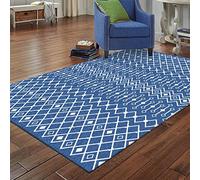 makeups1 Alfombras Suave Lavable Pelo Corto Geometría de rombo Blanco Azul Antideslizante fácil de Limpiar Tapete para Dormitorio,Comedor,Habita 80x120CM (2ft7 x3ft11)