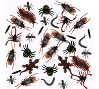 MAKFORT 100 insectos realistas de plástico, cucarachas falsas, arañas, escorpiones, hormigas, gecos, ciempiés y gusanos para fiesta de Halloween