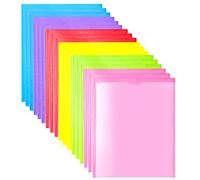 MAKHISTORY Carpetas de plástico resistente con bolsillo frontal transparente, 18 unidades, carpetas de 3 bolsillos con puntas y ranura para tarjetas, para hojas tamaño carta, colores brillantes