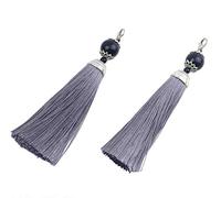 Makhry 10 Piezas de 4,5 Pulgadas Hecho a Mano Sedoso Floss Lobster Cierre Borla Llavero Cuentas marcapáginas Borla Colgante para DIY Craft Joyas Pendientes Mujeres (Gris, Corto)