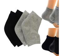 Makhry 2 Pairs Moisturizing Silicone Gel Heel Socks for Dry Hard Cracked Skin Open Toe Comfy Recovery Socks Day Night Care