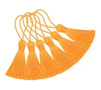Makhry 20 borlas mini, hechas a mano, sedosas, de 4,3 pulgadas, con cordón de 2 pulgadas y pequeño nudo chino para aretes, recuerdos, marcadores, accesorios para manualidades (Amarillo Dorado)