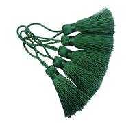 Makhry 20 Mini Borlas de Seda de 4,3 Pulgadas Borlas Hechas a Mano para Marcadores/Decoración del Hogar/Llaveros/Joyas de Bricolaje (Verde Oscuro)