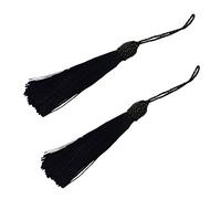 Makhry 20pcs 15.5cm / 6 pulgadas Seda seda marcador tageels con 2-inch Cord Loop y peque?o nudo chino para la fabricaci¨®n de joyas, recuerdo, marcadores, accesorio del arte de DIY (negro)