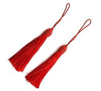 Makhry 20pcs 15.5cm / 6 Pulgadas Silk Floss marcadores Tassels con 2-Inch Cord Loop y pequeño Nudo Chino para la fabricación de Joyas, Recuerdo, marcadores, artesanía DIY Accesorio(Rojo)