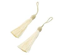 Makhry 20pcs 15.5cm / 6 Pulgadas Silk Floss marcadores Tassels con 2-Inch Cord Loop y pequeño Nudo Chino para la fabricación de Joyas, Recuerdo, marcadores, artesanía DIY Accesorio (Beige)