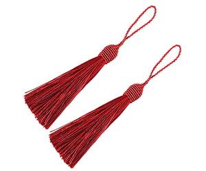 Makhry 20pcs 6 Pulgadas de Marcas Sedosas de Garrapatas con un Bucle de Cable de 2 Pulgadas y un Pequeño Nudo Chino para Hacer Joyas, Souvenirs, Marcadores, Accesorio para Manualidades (Vino Tinto)