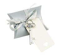 Makhry 50pcs Favor de la Boda Souvenir Pillow Candy Box Set de Regalo Vintage Llave Maestra Abrebotellas (Plata Antigua)