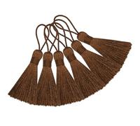 Makhry Lot de 20 mini borlas de hilo sedoso hechas a mano con lazo de 5,1 cm y pequeño nudo chino para pendientes, recuerdos, marcapáginas, accesorios de manualidades (café claro)