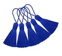 Makhry Lot de 20 mini borlas de hilo sedoso hechas a mano con una argolla de 5,1 cm y un pequeño nudo chino para pendientes, recuerdos, marcapáginas, accesorios de manualidades (azul real)