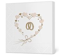 Maki Servilletas de 3 capas de papel de seda de decoupage, 33 x 33 cm, paquete de 20 anillos de boda en oro