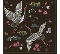 Maki Servilletas de papel de seda de 3 capas para decoupage, 33 x 33 cm, paquete de 20 (grullas bordadas)