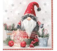 Maki Servilletas de papel de seda decorativas de 3 capas para niños, 33 cm x 33 cm, paquete de 20 unidades (gnomo escandinavo con bastones de caramelo)