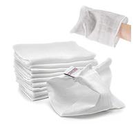 Makian Manoplas baño bebe Set 10 Ud. / Muselina facial 17x20 cm / Gasas bebe algodon / Muselina bebe blanca Certificado Oeko-TEX, lavar a 90°C - blanco