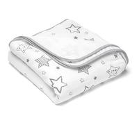 MAKIAN Manta de Muselina para Bebe - Arrullo Bebe Recien Nacido 100% Algodón - Muselinas Bebe Algodon 120x120 Libre de Sustancias Nocivas Mantita de Apego Higiénica - Estrellas Gris