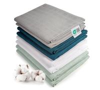 MAKIAN Pack de Muselinas Bebé Algodón - 8 Unidades Muselina Pañuelo Grandes - Gasas para Bebés 80x80 cm - Dou Dou Recién Nacidos sin Sustancias Nocivas, Certificado Oeko-Tex - Menta, Gris, Blanco