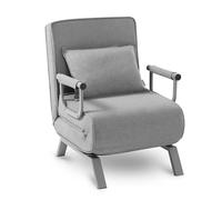 Makika Sillón Sofá Cama Ted 3en1 Plegable con Reposabrazos - Respaldo Ajustable - Almohada incluida - hasta 200 kg - Ajustable Tumbona Reclinable Sillón Relax en Gris