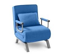 Makika Sillón Sofá Cama Plegable Reposabrazos Tumbona Reclinable Relax Azul