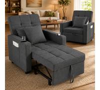 Makika Sillón Sofá Cama Plegable Reposabrazos Tumbona Reclinable Relax Gris