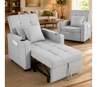 Makika Sillón Sofá Cama Plegable Reposabrazos Tumbona Reclinable Relax Gris
