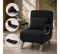 Makika Sillón Sofá Cama Plegable Reposabrazos Tumbona Reclinable Relax Negro