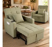 Makika Sillón Sofá Cama Plegable Reposabrazos Tumbona Reclinable Relax Verde