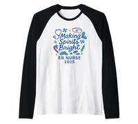 Making Spirits Bright ER Nurse 2025 Navidad Festiva Camiseta Manga Raglan