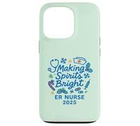 Making Spirits Bright ER Nurse 2025 Navidad Festiva Carcasa para iPhone 13 Pro