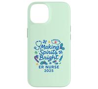 Making Spirits Bright ER Nurse 2025 Navidad Festiva Carcasa para iPhone 14